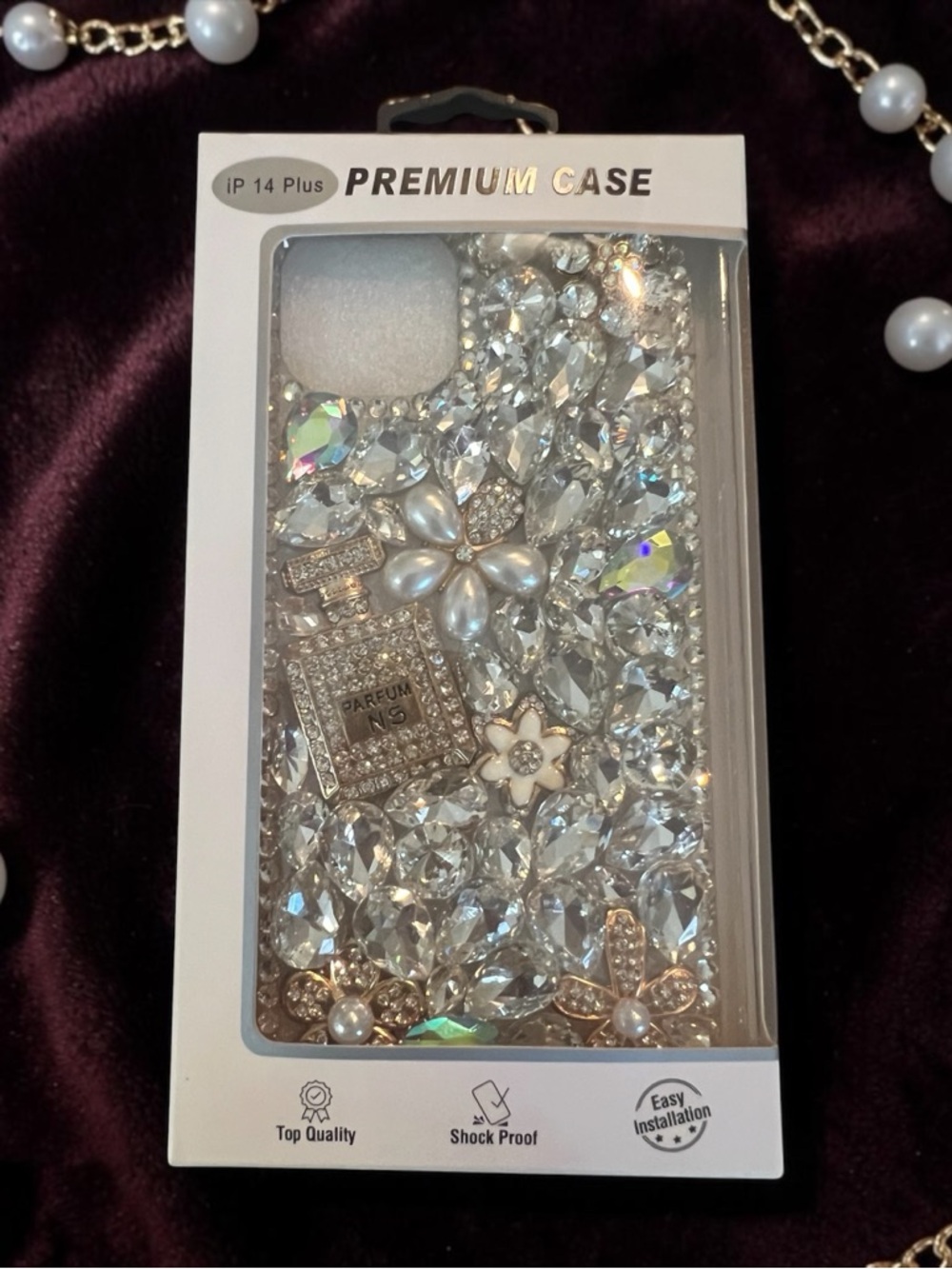 iPhone 14 Plus‎ Premium Rhinestone Bling Case Floral Crystal Shockproof